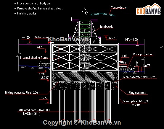Bản vẽ,thi công cầu,sàn đạo,thi công trụ cầu,thi công cọc khoan nhồi,trụ cầu ngập nước