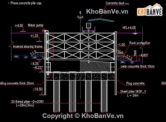 Bản vẽ,thi công cầu,sàn đạo,thi công trụ cầu,thi công cọc khoan nhồi,trụ cầu ngập nước