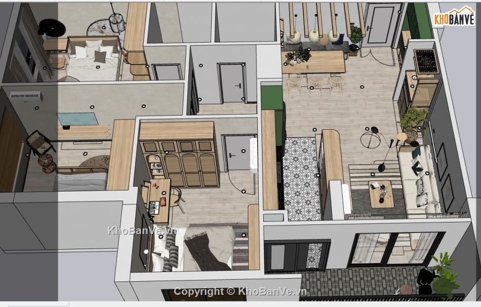 model su căn hộ,su căn hộ cao cấp,file sketchup căn hộ