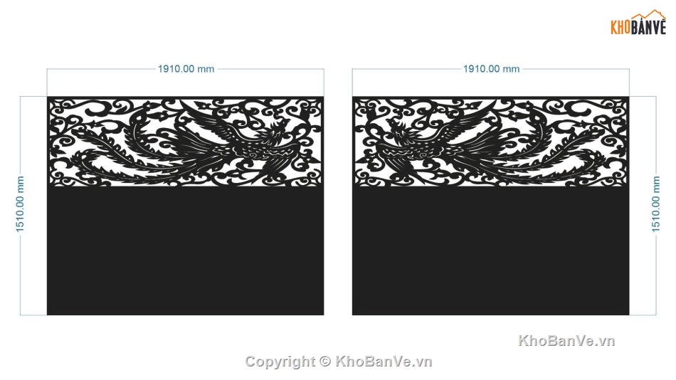 cổng chim phượng,cổng 2 cánh cnc,file cnc cổng 2 cánh