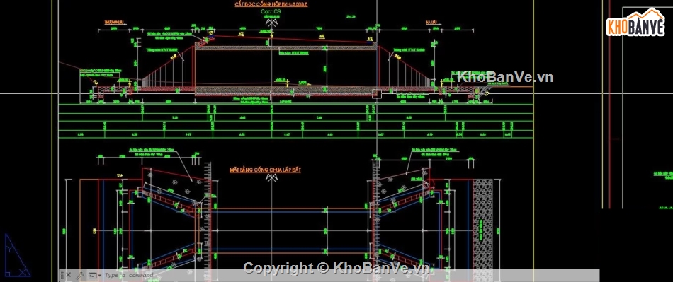 Bản vẽ cống hộp,cống hộp 3x3m,Bản vẽ cad cống hộp
