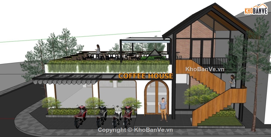 quán cafe file sketchup,sketchup quán cafe,cafe sketchup,quán cafe sketchup