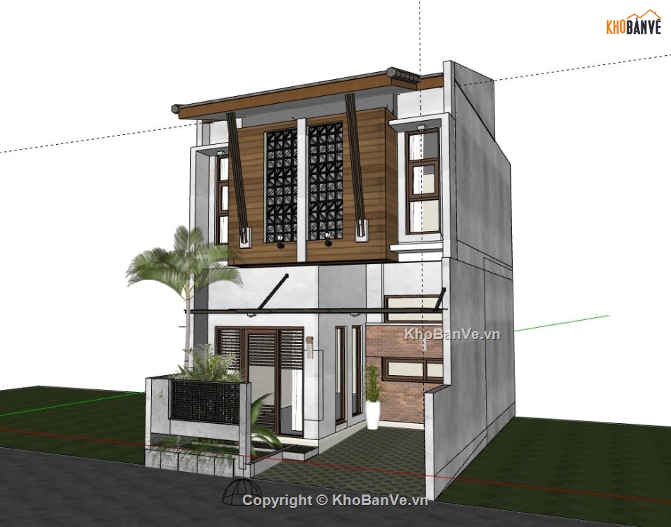 nhà phố 2 tầng,sketchup nhà phố 2 tầng,model sketchup nhà phố 2 tầng