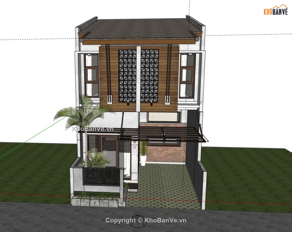 nhà phố 2 tầng,sketchup nhà phố 2 tầng,model sketchup nhà phố 2 tầng