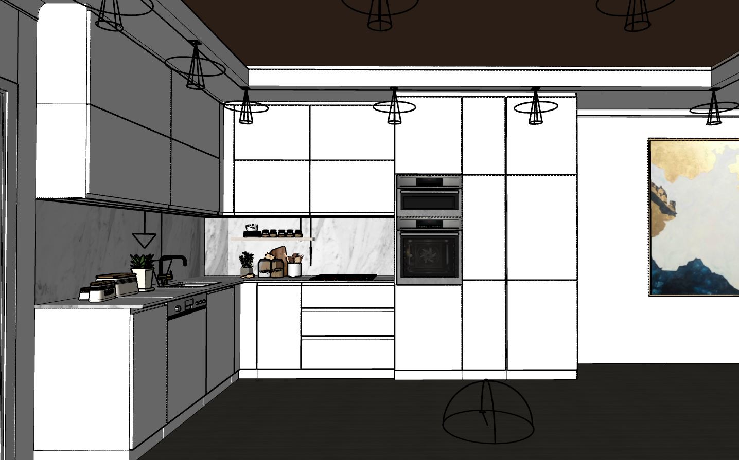 nội thất phòng bếp,nội thất phòng bếp su,phòng bếp sketchup