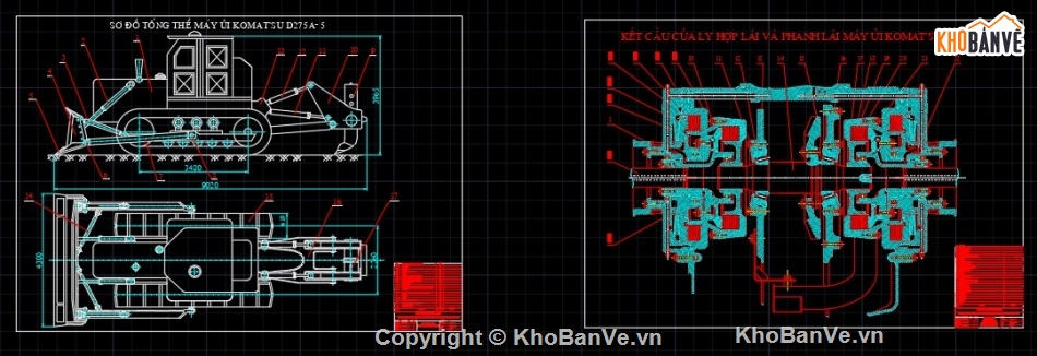 thuyết minh,hệ thống thủy lực,máy ủi KOMATSU D275A,Thiết kế máy,máy ủi cad