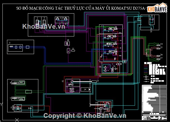 thuyết minh,hệ thống thủy lực,máy ủi KOMATSU D275A,Thiết kế máy,máy ủi cad