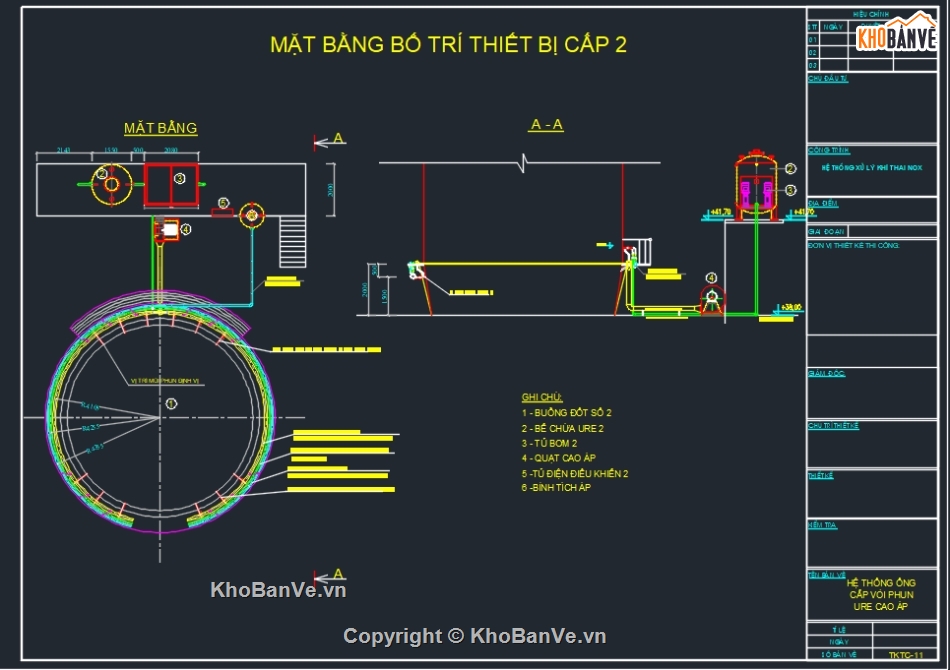 Bản vẽ thiết kế hệ thống xử lý khí thải NOx,xử lý khí thải Nox,Xử lý khí NOx bằng URE,xử lý khí thải xi măng,xử lý khí thải