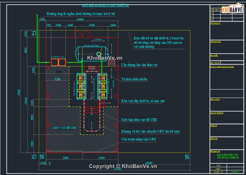 Bản vẽ thiết kế hệ thống xử lý khí thải NOx,xử lý khí thải Nox,Xử lý khí NOx bằng URE,xử lý khí thải xi măng,xử lý khí thải