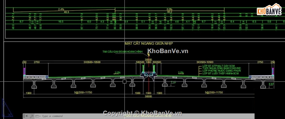 Bản vẽ,cầu vòm,Dầm T 33m