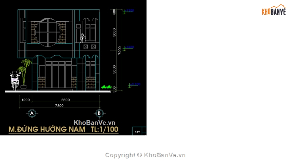 nhà ở kt 6x25m,nhà ở 2 tầng,cad nhà phố 2 tầng,bản vẽ autocad nhà phố,nhà phố 2 tầng