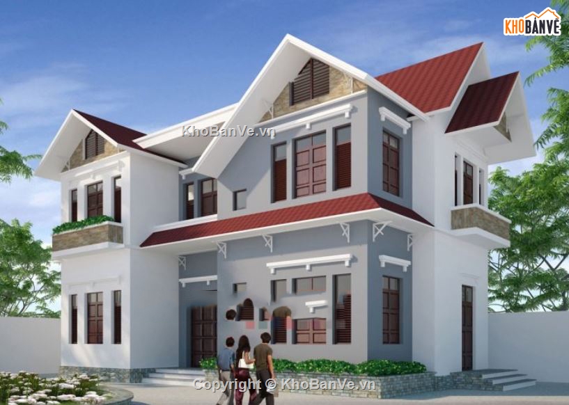Biệt thự 2 tầng,file cad biệt thự 2 tầng,mẫu biệt thự 2 tầng