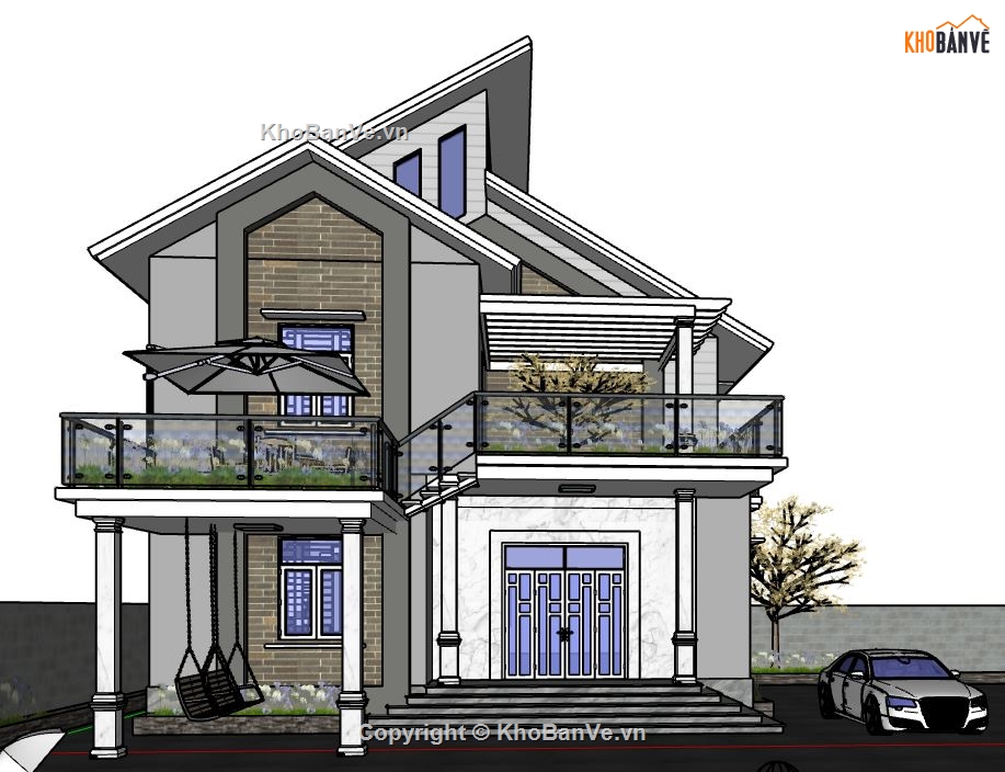 model su biệt thự,file sketchup biệt thự,biệt thự file sketchup