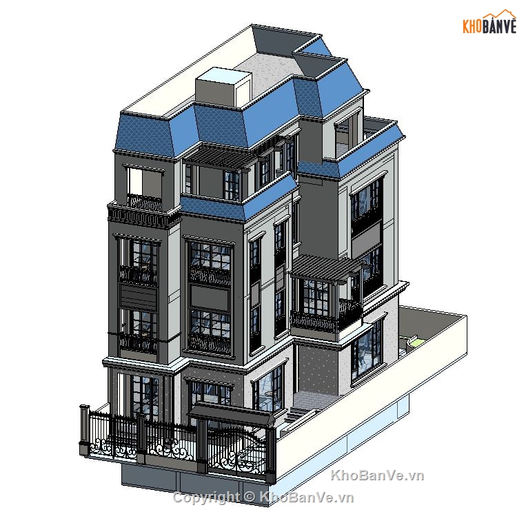 Biệt thự,Biệt thự cổ điển,Biệt thự Tân cổ Pháp,công trình revit