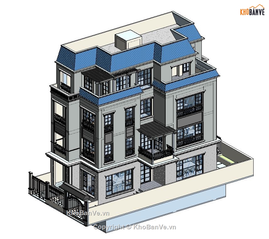 Biệt thự,Biệt thự cổ điển,Biệt thự Tân cổ Pháp,công trình revit