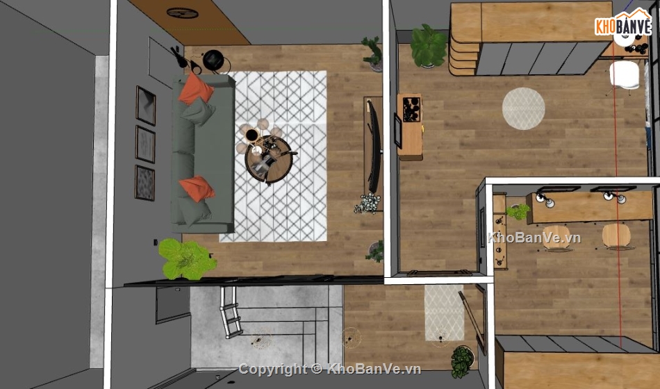 thiết kế căn hộ,model su căn hộ,file sketchup căn hộ chung cư,file sketchup căn hộ