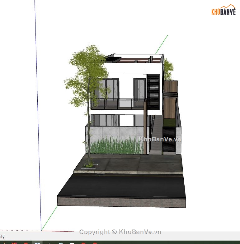 nhà phố 2 tầng,sketchup nhà phố 2 tầng,model su nhà phố 2 tầng