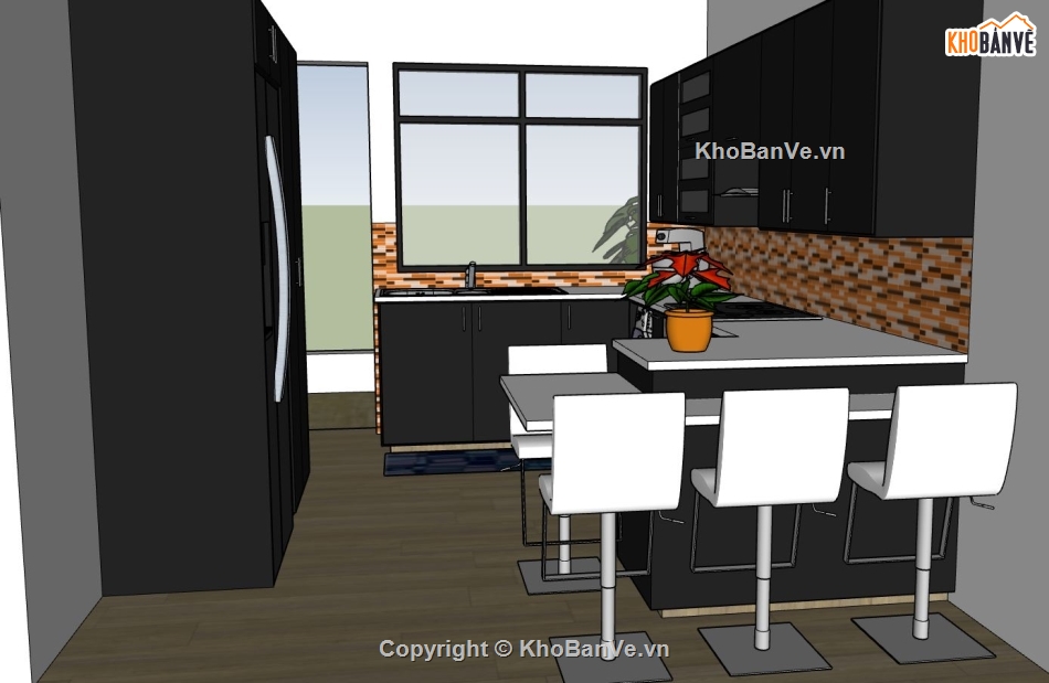 phòng bếp,sketchup phòng bếp,nội thất phòng bếp,su phòng bếp