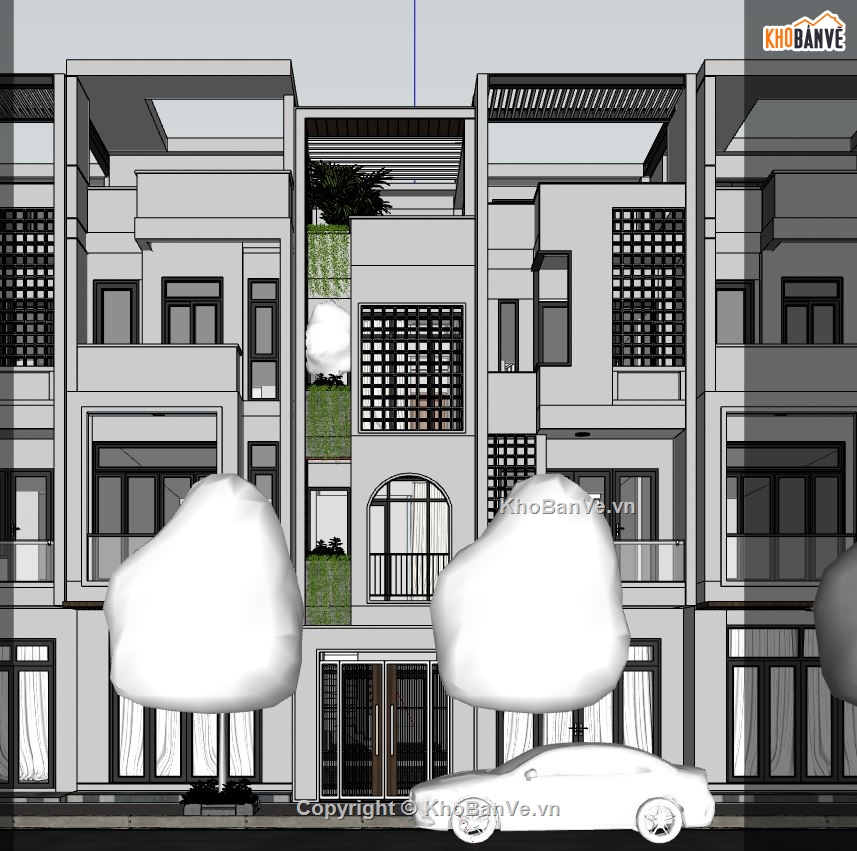 File su Nhà Phố 3 tầng 1 tum,model Nhà Phố 3 tầng 1 tum,sketchup Nhà Phố 3 tầng 1 tum,File Su nhà phố