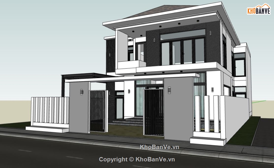 su nhà 2 tầng,model su nhà 2 tầng,sketchup nhà 2 tầng