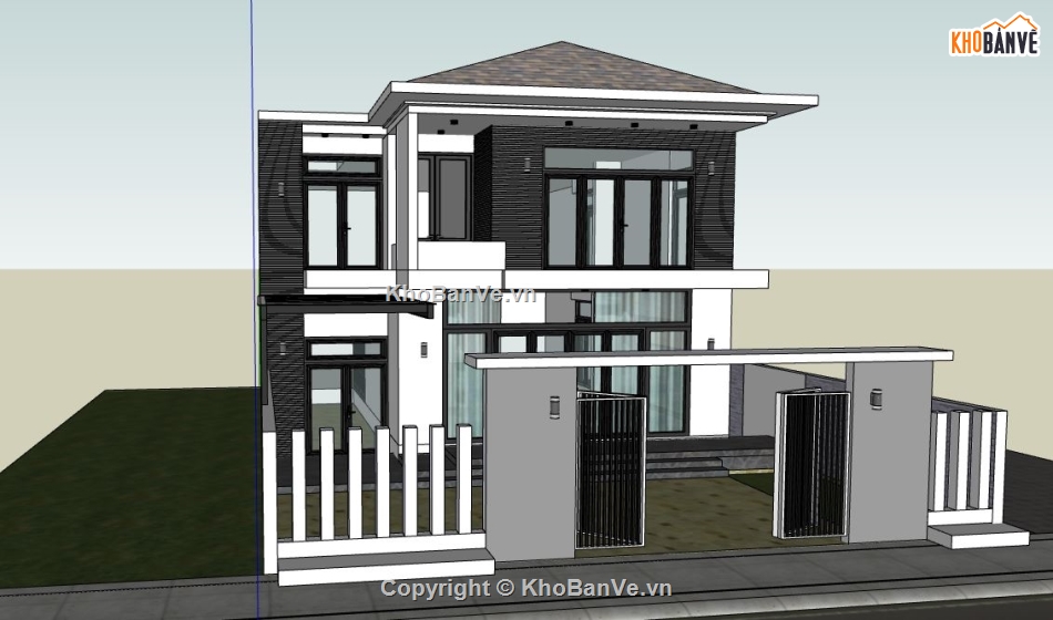 su nhà 2 tầng,model su nhà 2 tầng,sketchup nhà 2 tầng