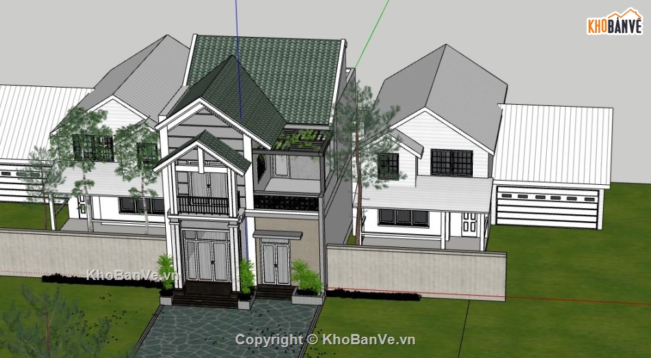 mẫu nhà 2 tầng,mẫu nhà 2 tầng sketchup,su nhà 2 tầng