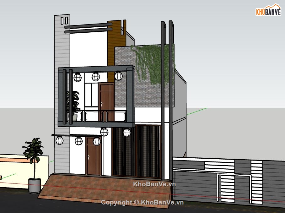 mẫu nhà 2 tầng,model su nhà 2 tầng,file sketchup nhà 2 tầng