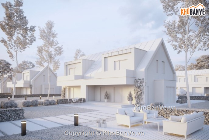 mẫu nhà 2 tầng,mẫu nhà đẹp,file 3dmax nhà vườn