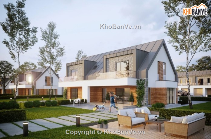mẫu nhà 2 tầng,mẫu nhà đẹp,file 3dmax nhà vườn