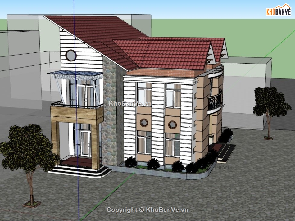 su nhà 2 tầng,model su nhà,sketchup nhà 2 tầng