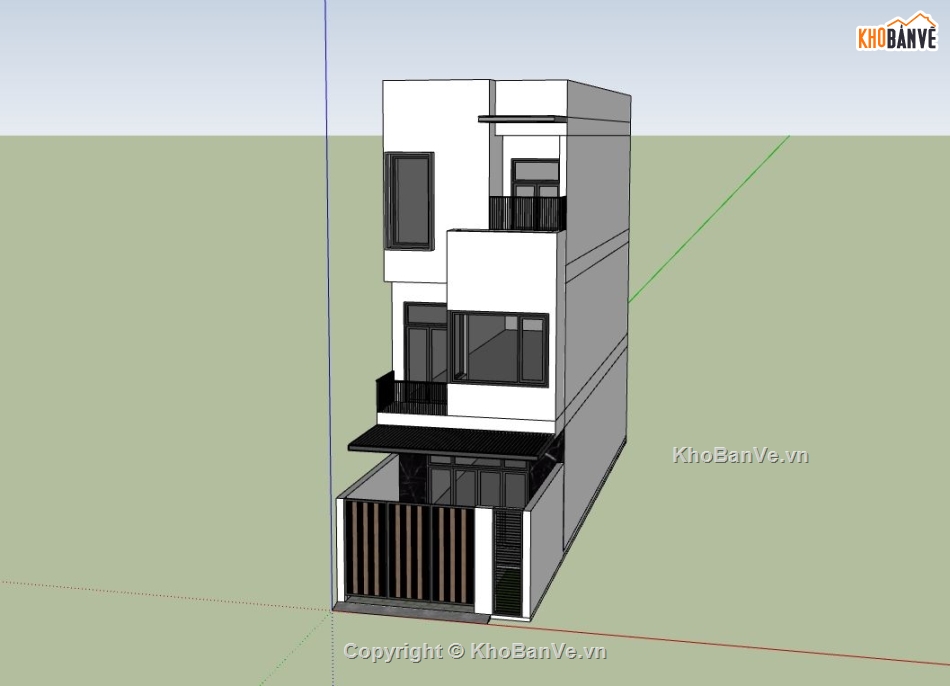 nhà 3 tầng,sketchup nhà 3 tầng,nhà 3 tầng hiện đại