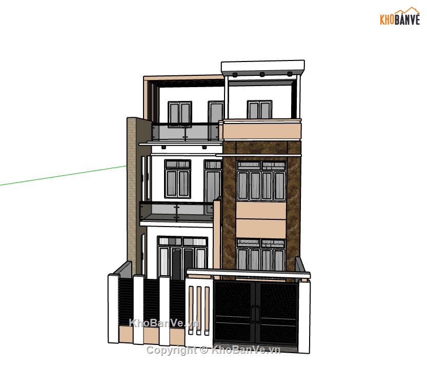 su nhà 3 tầng,model su nhà 3 tầng,sketchup nhà 3 tầng