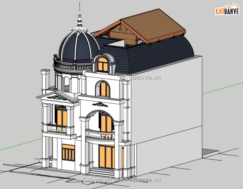 su nhà 3 tầng,model su nhà 3 tầng,sketchup nhà 3 tầng