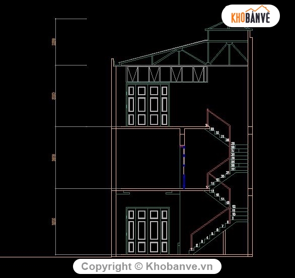 kiến trúc 3 tầng,Bản vẽ nhà phố,bản vẽ nhà 3 tầng đẹp,thiết kế mẫu nhà phố,bản vẽ nhà 3 tầng,nhà 3 tầng 6x16m