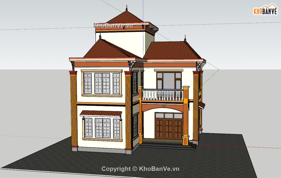 su nhà 2 tầng,model su nhà 2 tầng,sketchup nhà 2 tầng