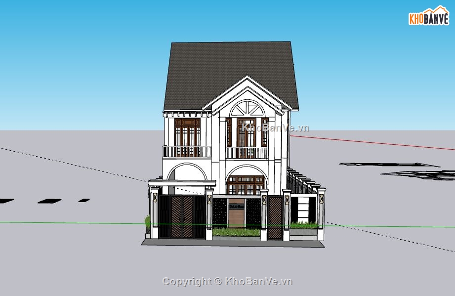 Biệt thự 2 tầng,model su biệt thự 2 tầng,biệt thự 2 tầng file su,file sketchup biệt thự 2 tầng