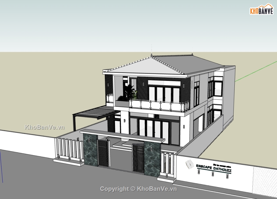 biệt thự 2 tầng,Thiết kế biệt thự,biệt thự hiện đại,biệt thự 2 tầng sketchup