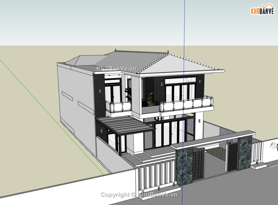 biệt thự 2 tầng,Thiết kế biệt thự,biệt thự hiện đại,biệt thự 2 tầng sketchup