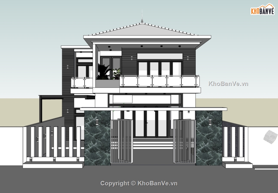 biệt thự 2 tầng,Thiết kế biệt thự,biệt thự hiện đại,biệt thự 2 tầng sketchup