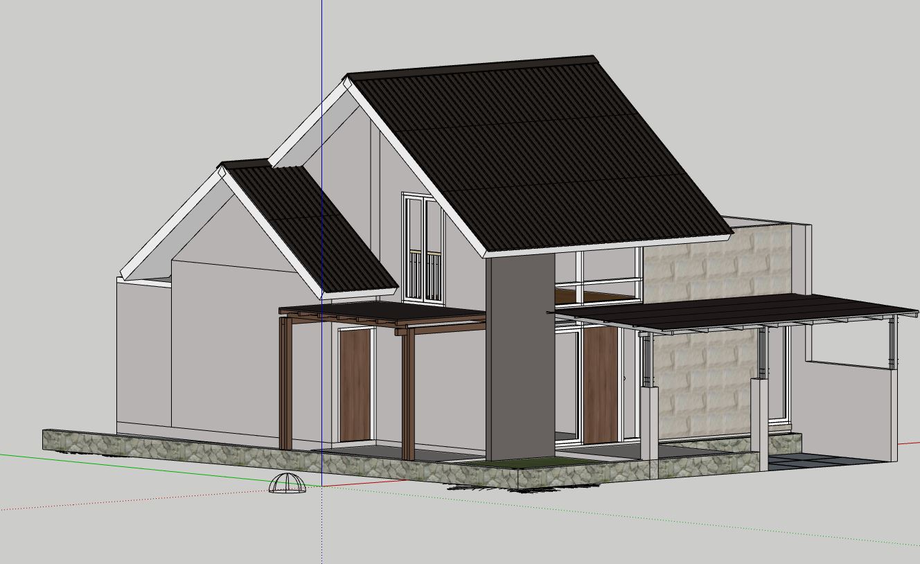 nhà mái lệch,sketchup nhà mái lệch,mẫu nhà mái lệch