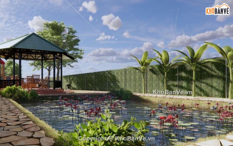 nhà sân vườn,nhà lắp ghép,nhà vườn homestay