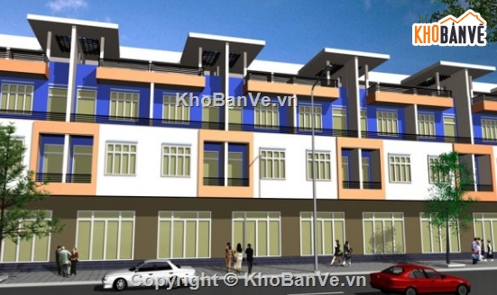 nhà 4 tầng,file cad nhà 4 tầng,nhà phố 4 tầng
