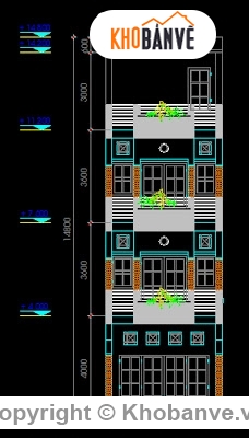 Bản vẽ 4.5x18m,Bản vẽ nhà phố,Bản vẽ full,Bản vẽ autocad,nhà mặt phố