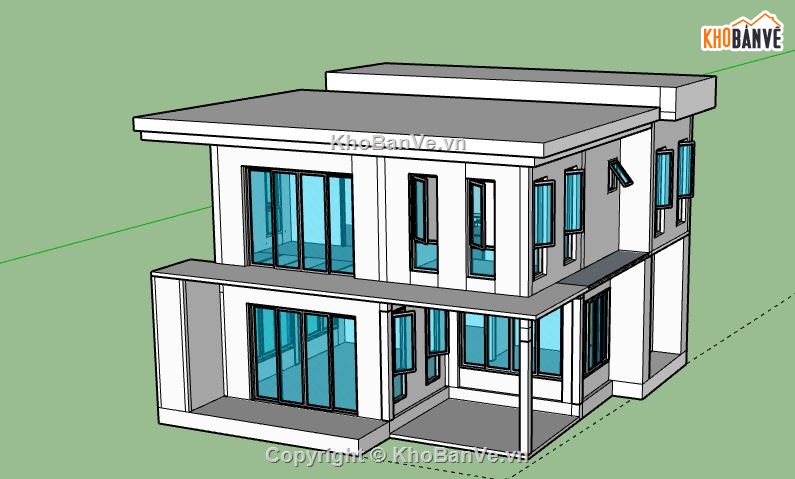 Nhà phố 2 tầng,model su nhà phố 2 tầng,file su nhà phố 2 tầng,nhà phố 2 tầng sketchup,file sketchup nhà phố 2 tầng