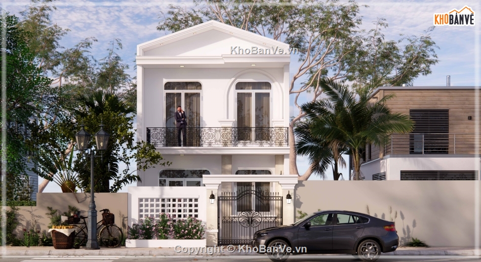 nhà phố đẹp,phong cách tân cổ điển,thiết kế nhà phố,nhà phố 2 tầng