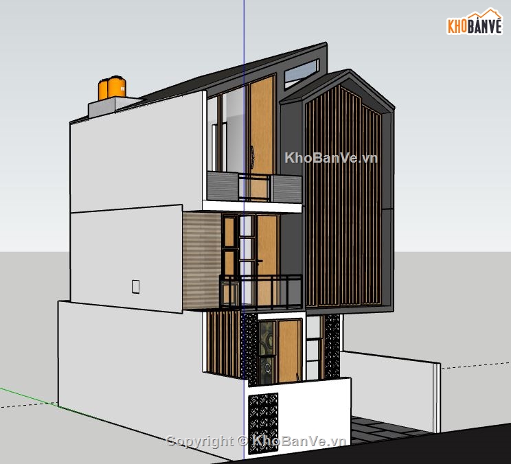 Nhà phố 3 tầng,model su nhà phố 3 tầng,file su nhà phố 3 tầng,sketchup nhà phố 3 tầng