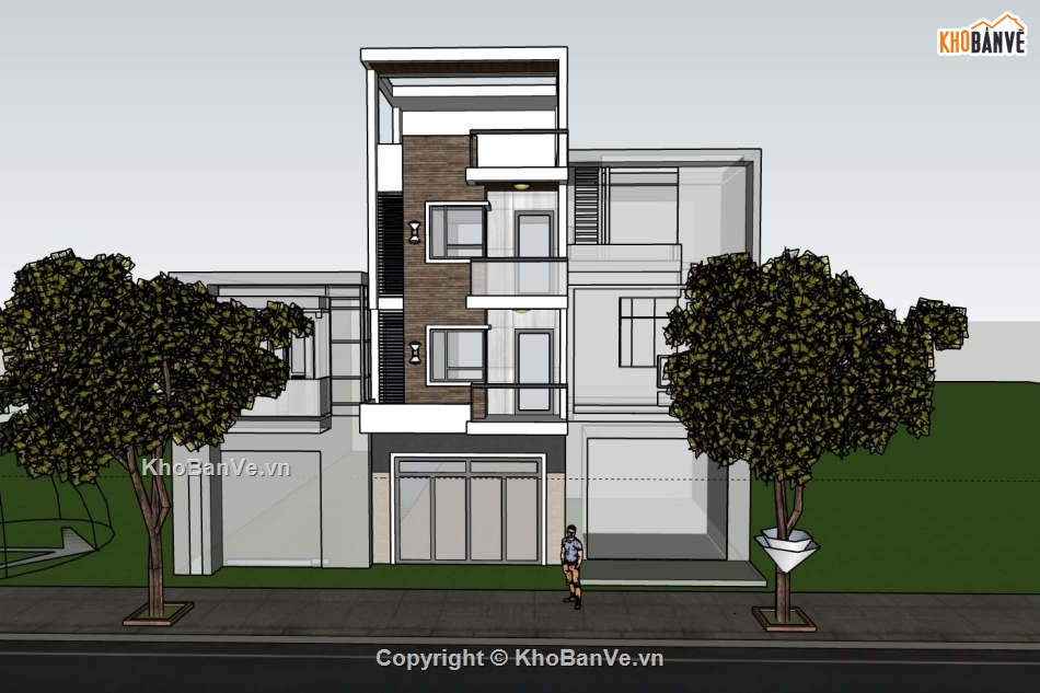 nhà phố 3 tầng,file sketchup nhà phố 3 tầng,model sketchup nhà phố 3 tầng