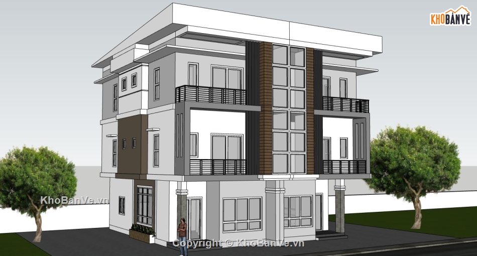 nhà phố 3 tầng,Thiết kế su nhà phố,mẫu su nhà phố 3 tầng,mẫu nhà phố 3 tầng sketchup