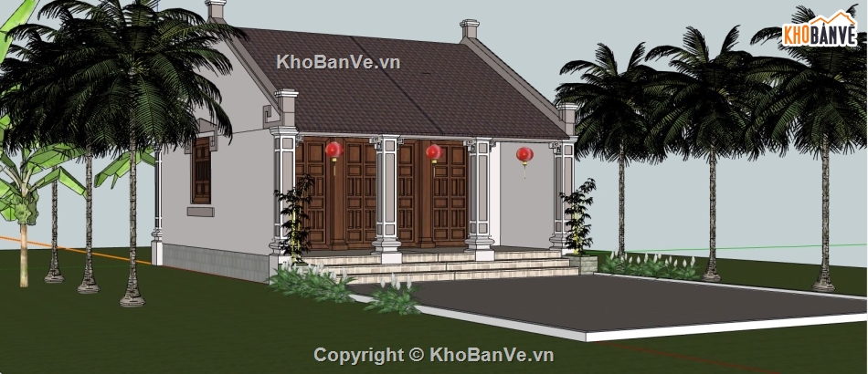 su nhà từ đường,file sketchup nhà từ đường,nhà từ đường