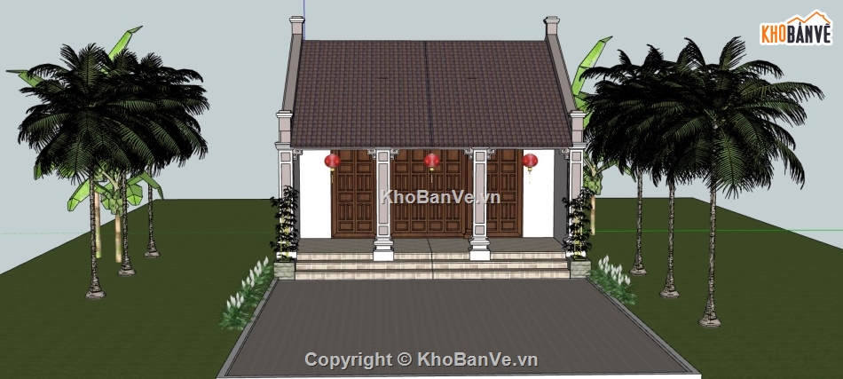 su nhà từ đường,file sketchup nhà từ đường,nhà từ đường